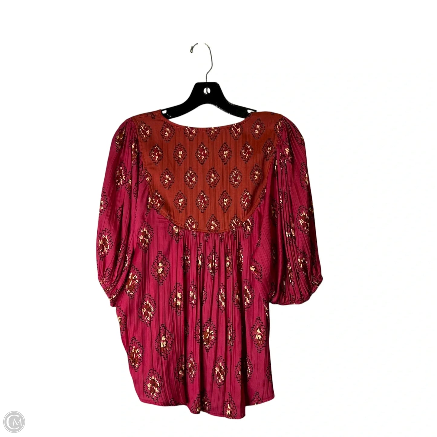 Blouse Short Sleeve By Anthropologie In Pink, Size: L