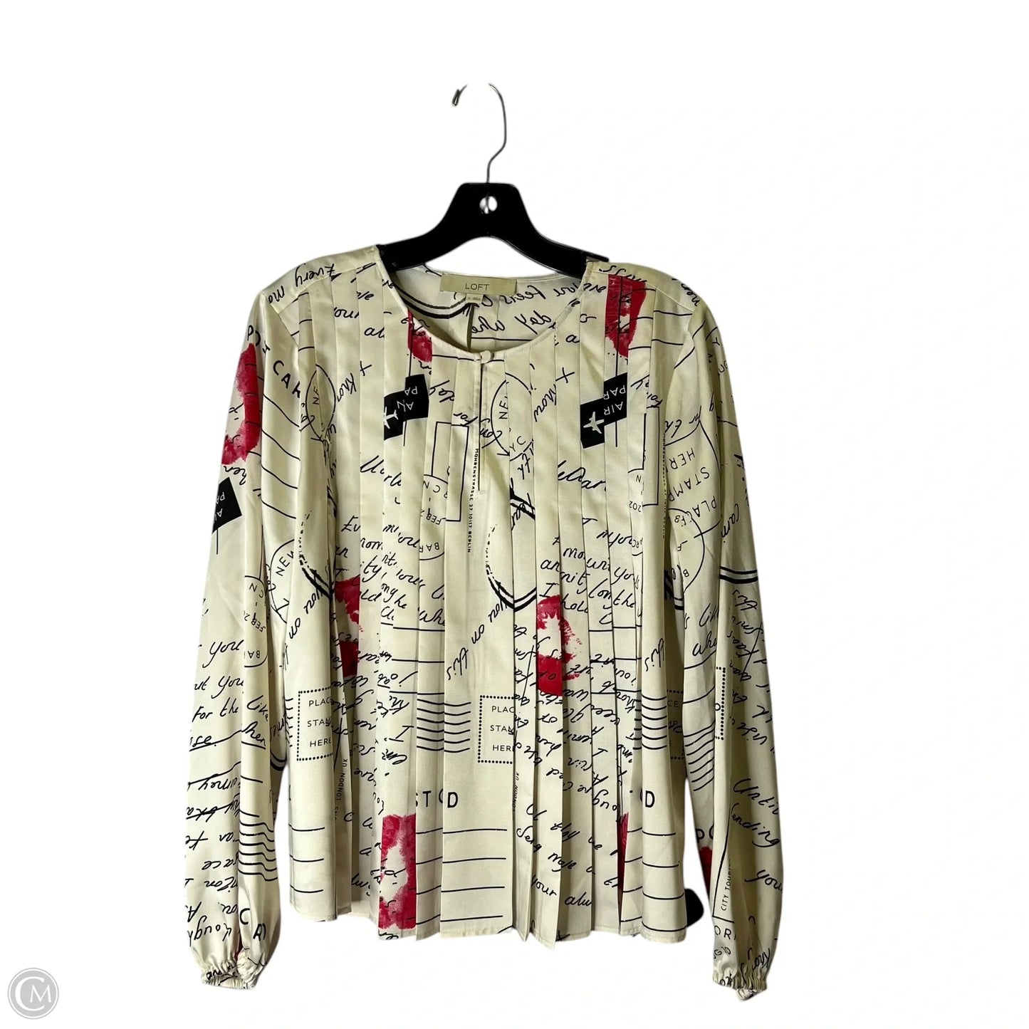 Blouse Long Sleeve By Loft In Cream, Size: S