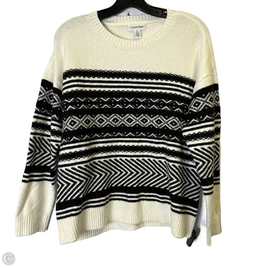 Sweater By Calvin Klein In Striped Pattern, Size: M