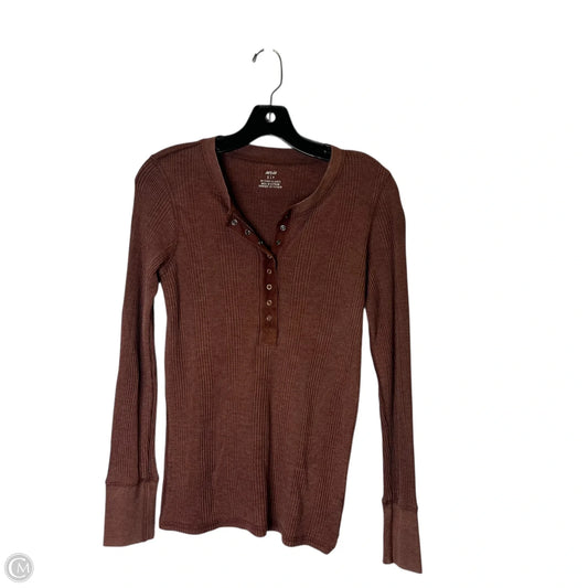 Top Long Sleeve By Aerie In Brown, Size: S