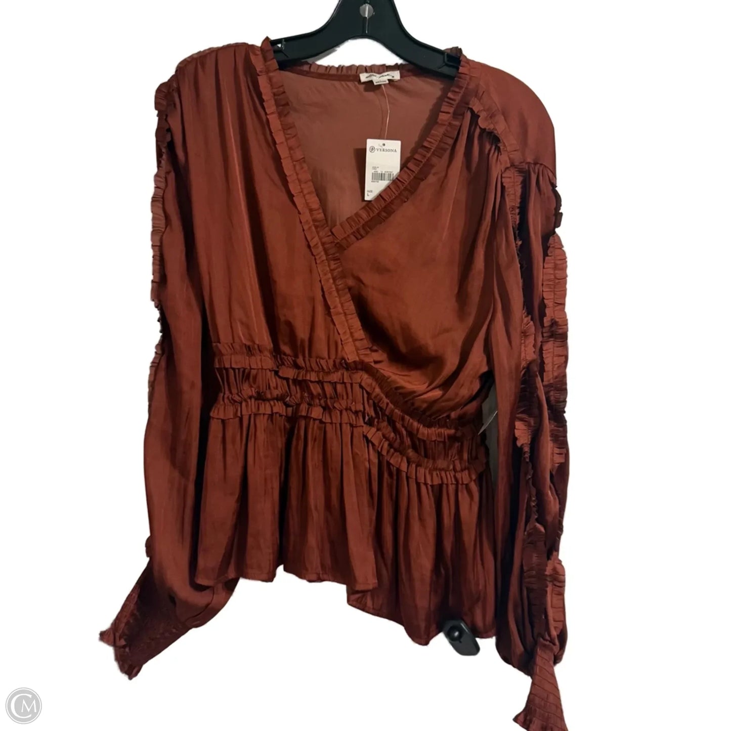 Top Long Sleeve By Ultra Pink In Red, Size: L