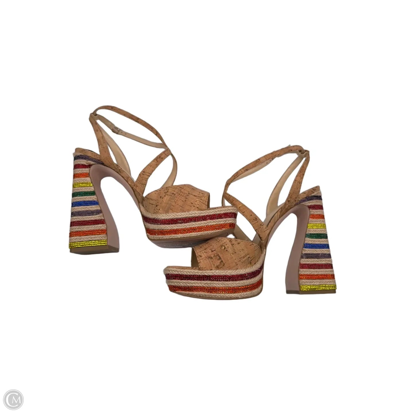 Sandals Heels Platform By Jessica Simpson In Rainbow Print, Size: 10