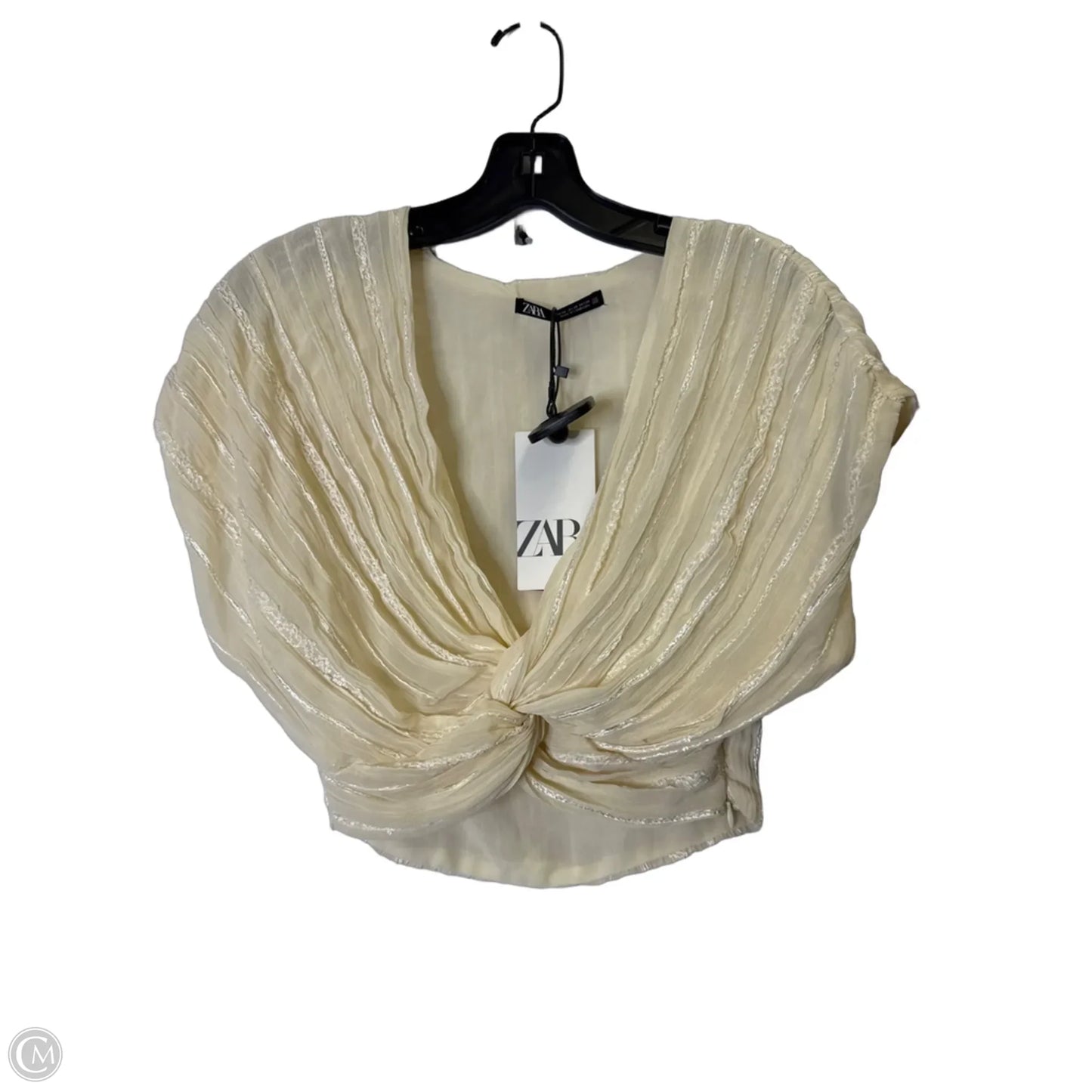 Top Short Sleeve By Zara In Cream, Size: Xs