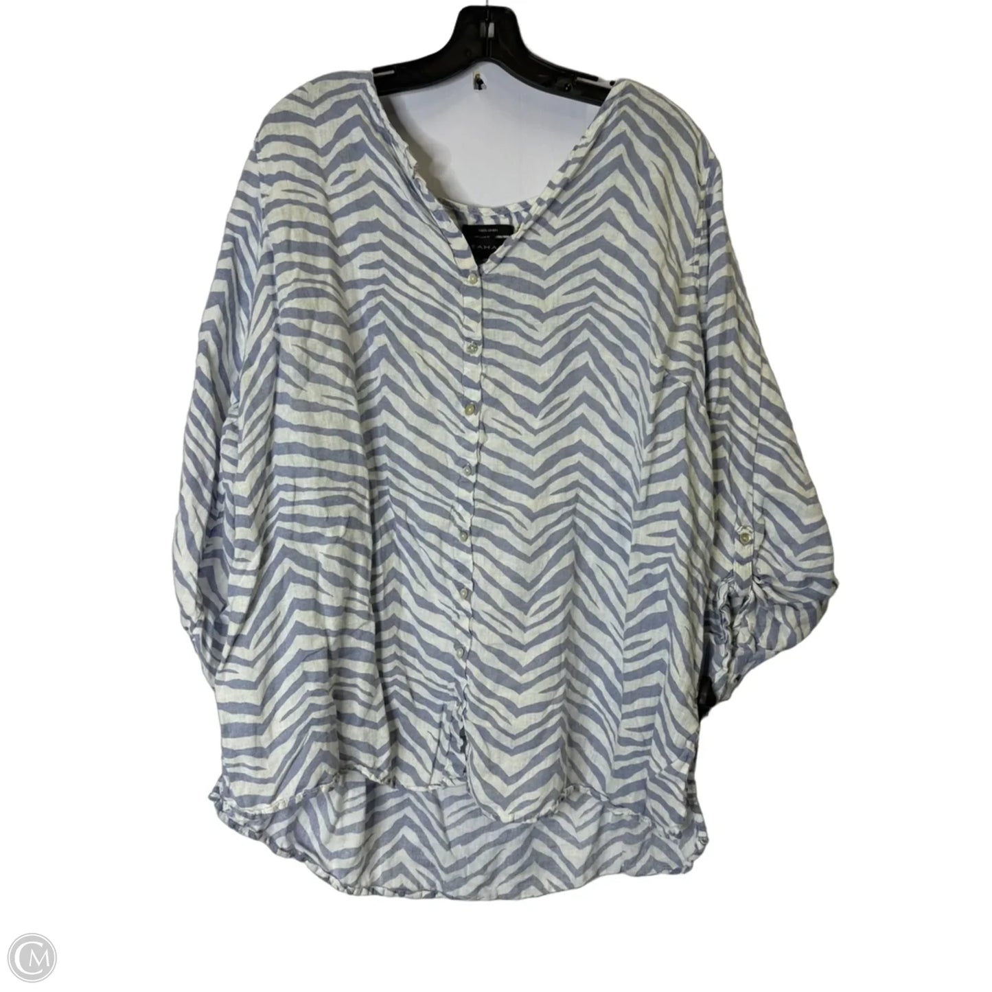 Top Long Sleeve By Tahari In Zebra Print, Size: 3x
