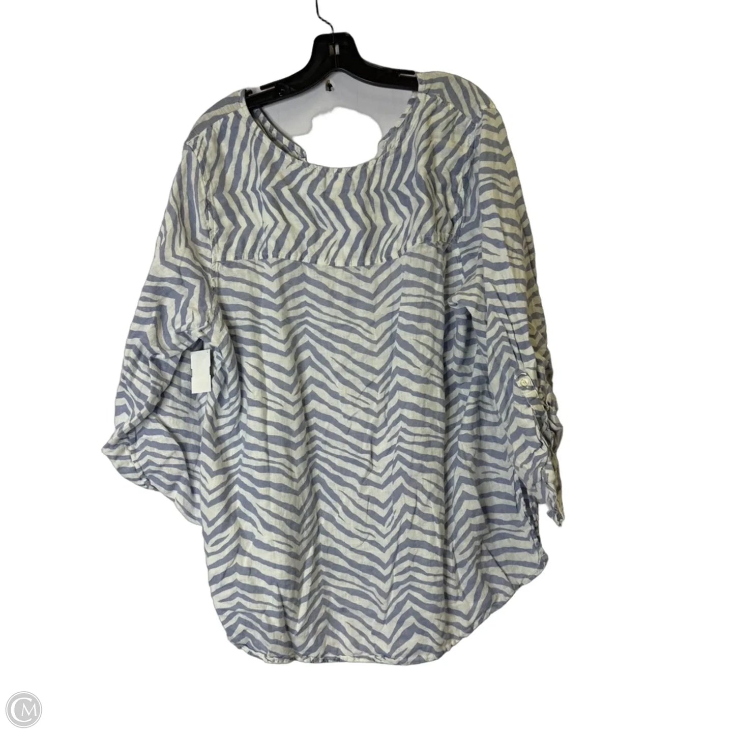 Top Long Sleeve By Tahari In Zebra Print, Size: 3x