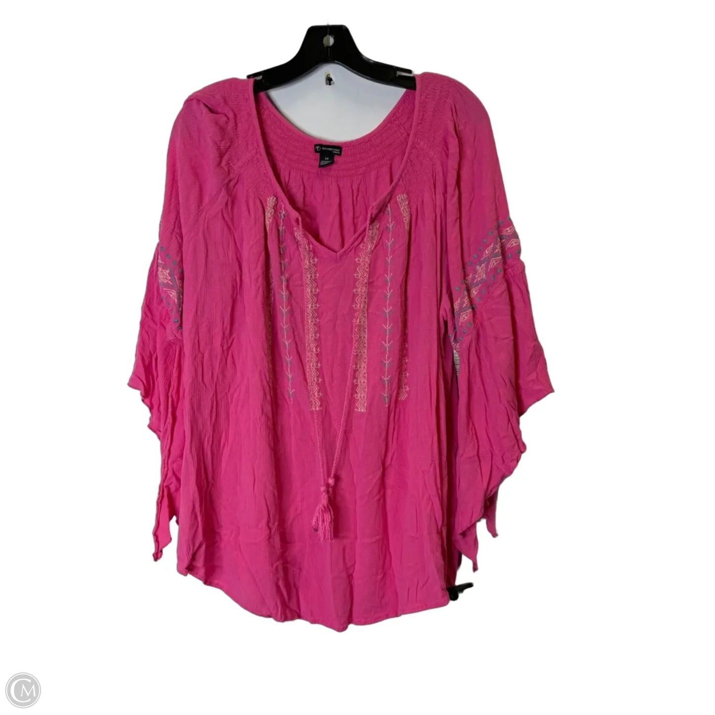 Top Short Sleeve By New Directions In Pink, Size: 2x