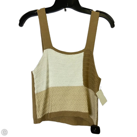 Top Sleeveless By Clothes Mentor In Tan & White, Size: L