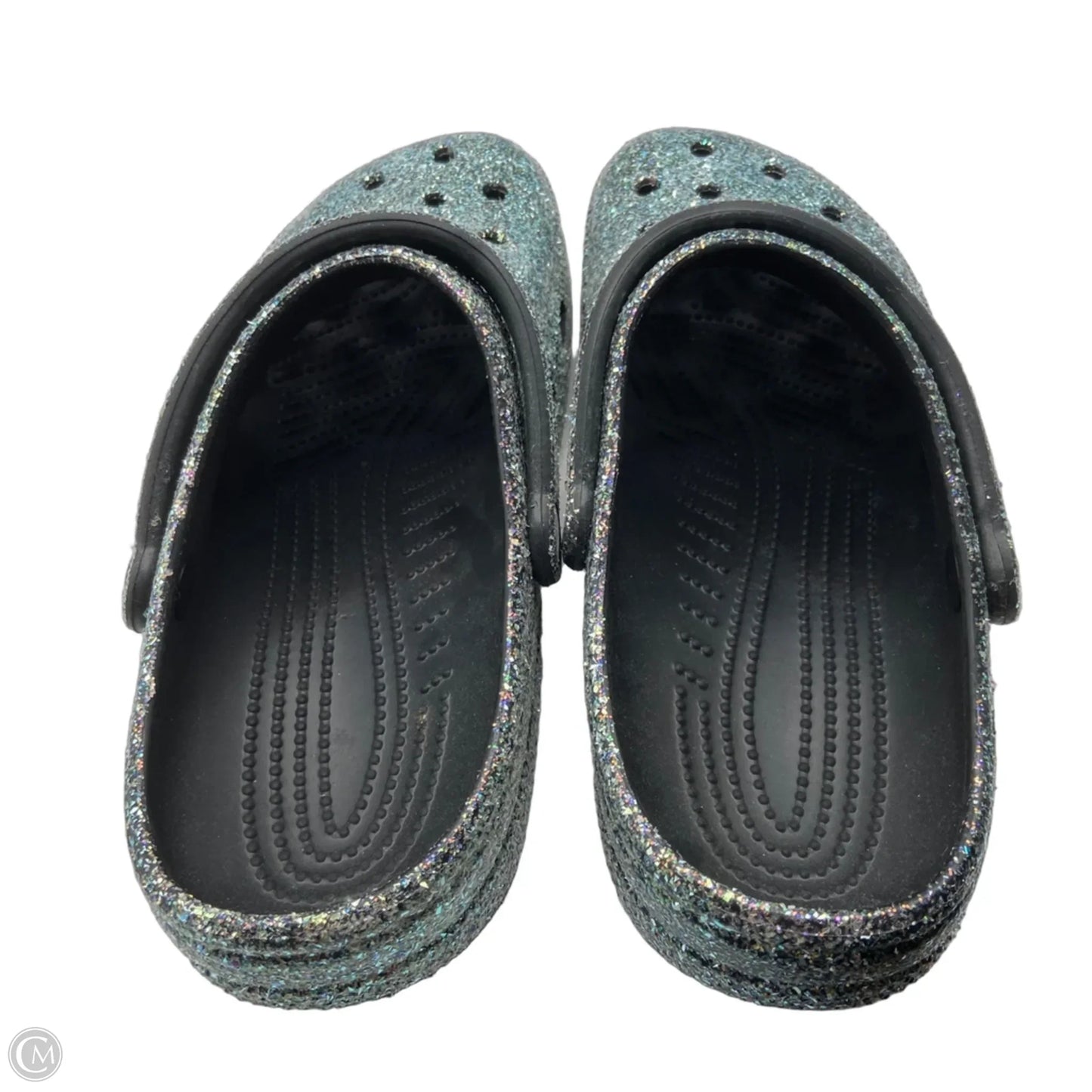 Shoes Flats By Crocs In Silver, Size: 11