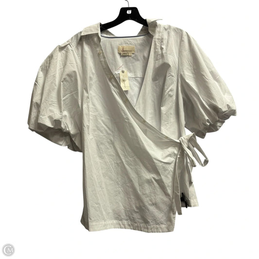 Blouse Short Sleeve By Anthropologie In White, Size: L