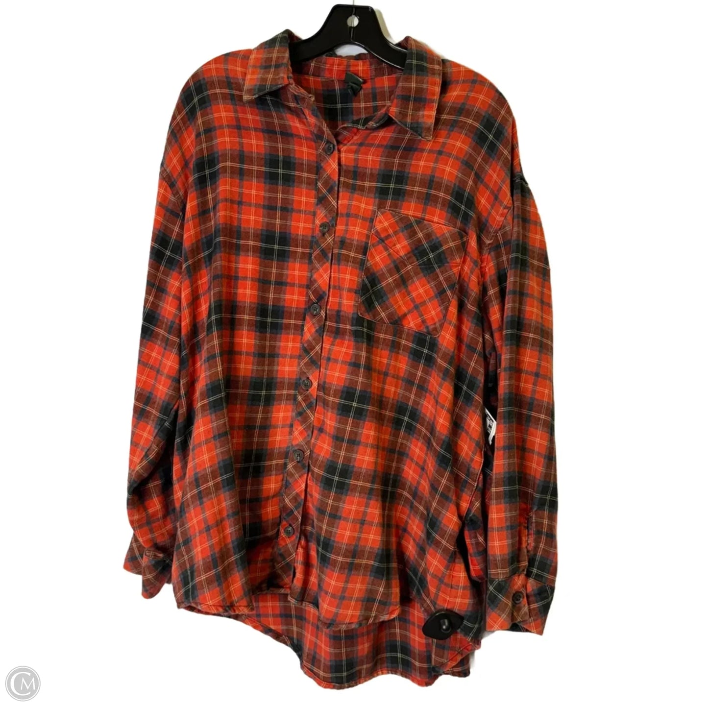 Top Long Sleeve By Wild Fable In Plaid Pattern, Size: L
