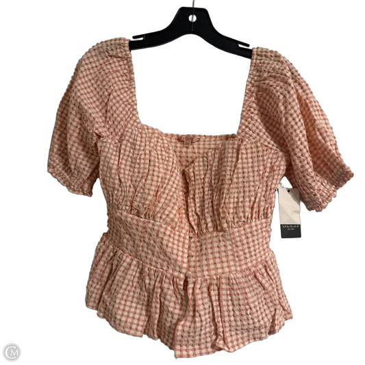 Top Short Sleeve By Guess In Pink, Size: L
