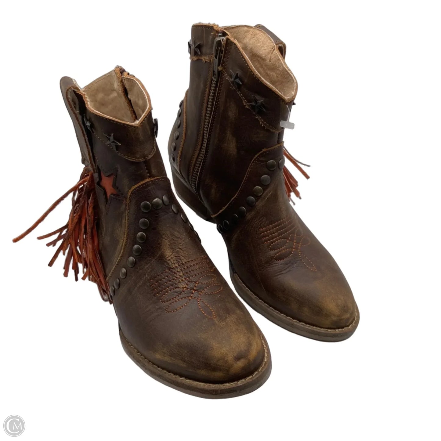 Boots Western By Clothes Mentor In Brown & Orange, Size: 7