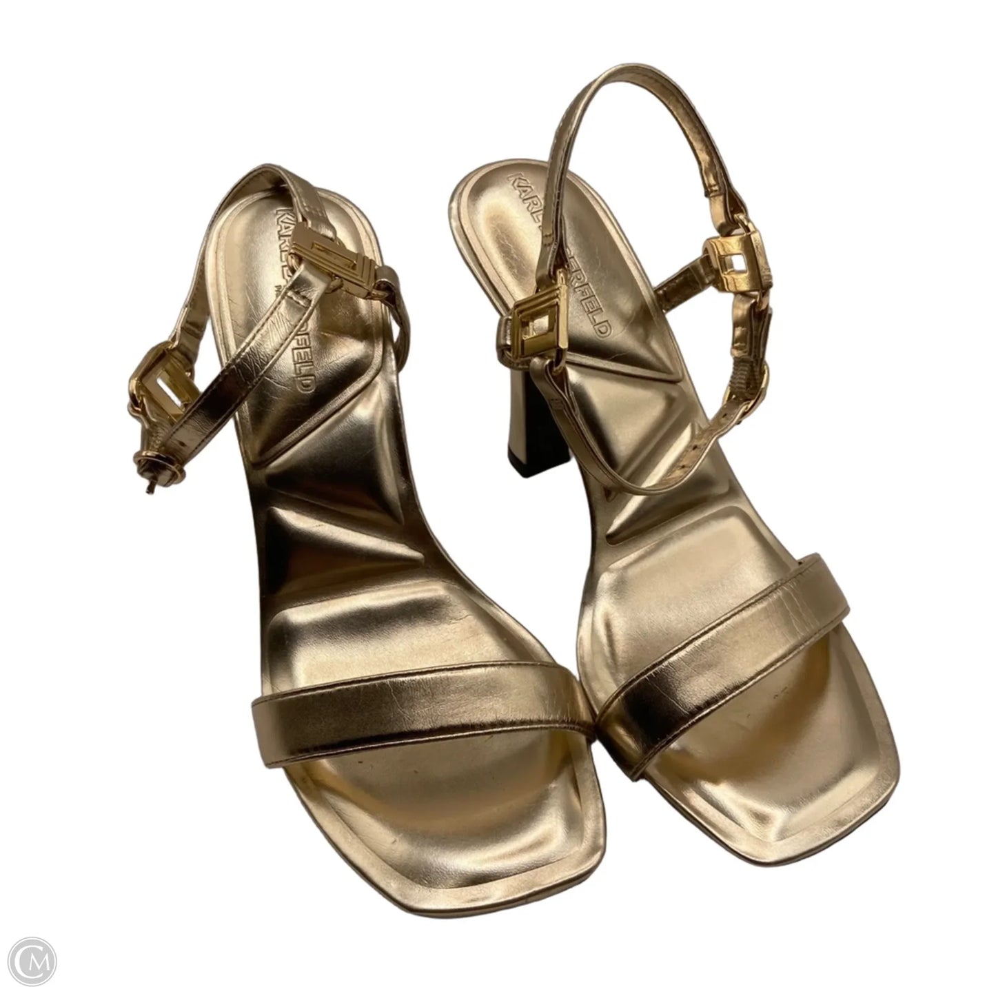 Shoes Designer By Karl Lagerfeld In Gold, Size: 7