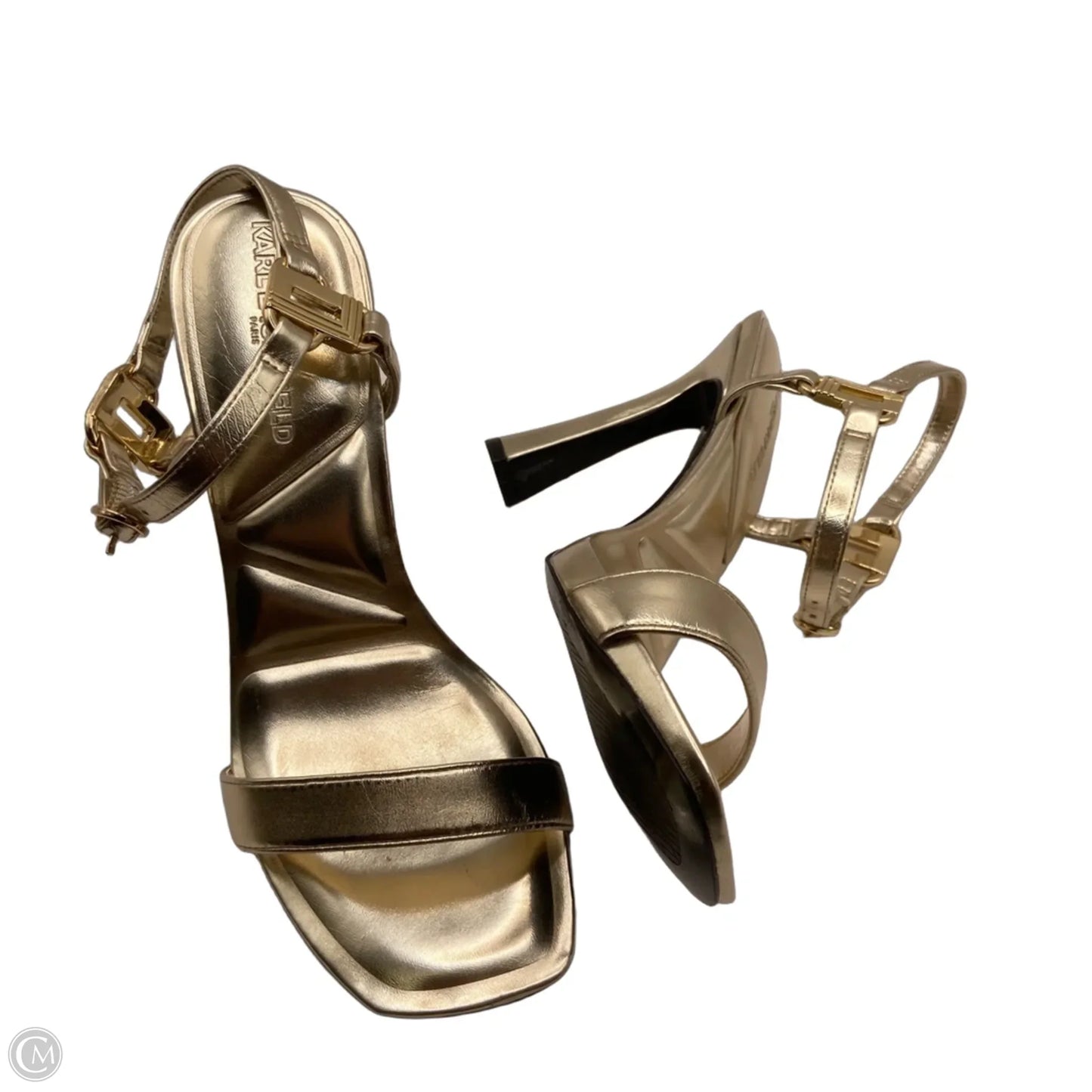 Shoes Designer By Karl Lagerfeld In Gold, Size: 7