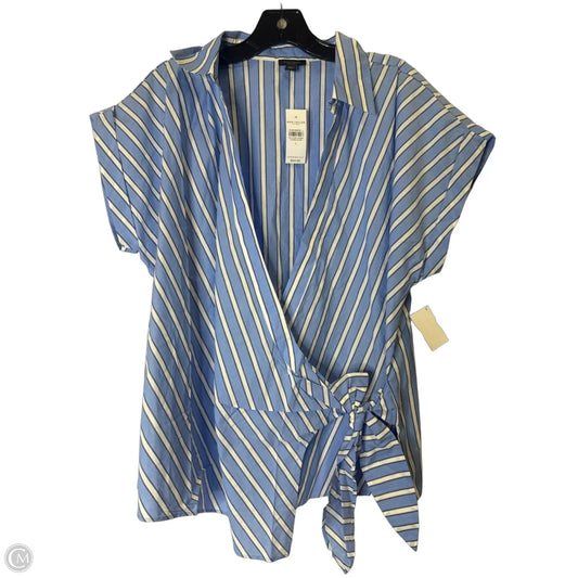 Top Short Sleeve By Ann Taylor In Striped Pattern, Size: L