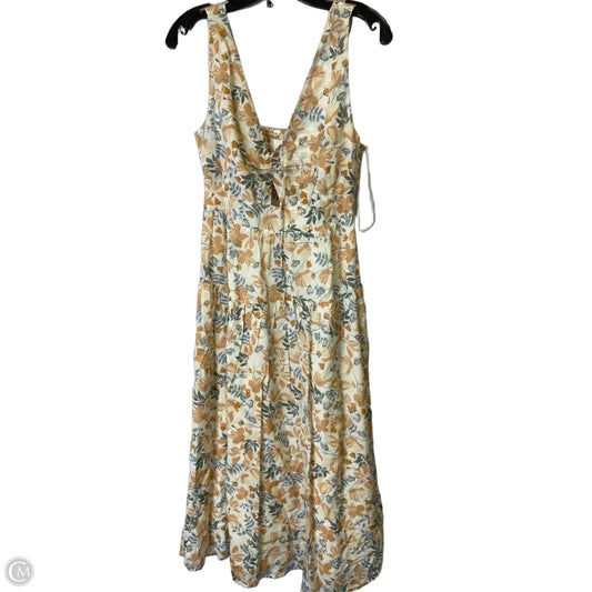 Dress Casual Midi By Joie In Cream & Orange, Size: 6