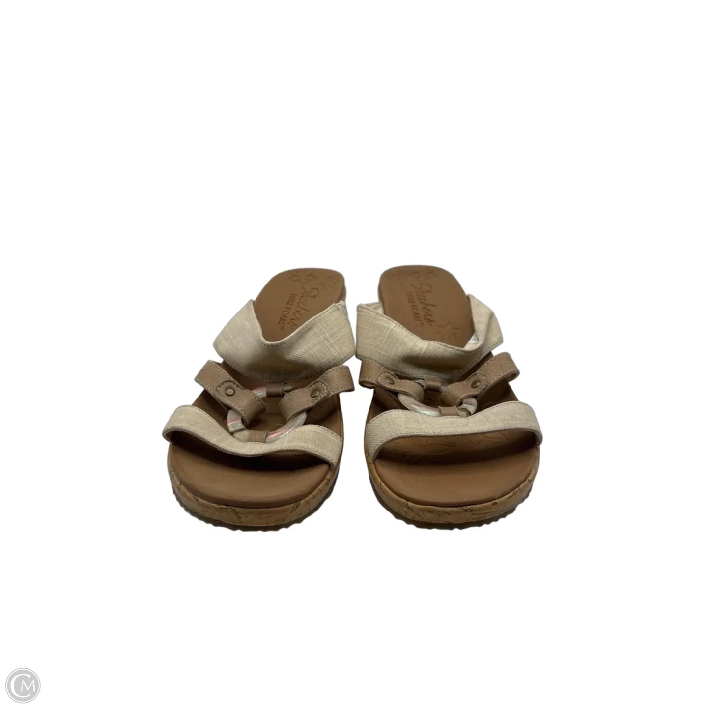 Sandals Heels Wedge By Skechers In Tan, Size: 10