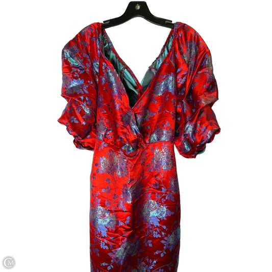 Dress Party Midi By Pretty Little Thing In Blue & Red, Size: 12