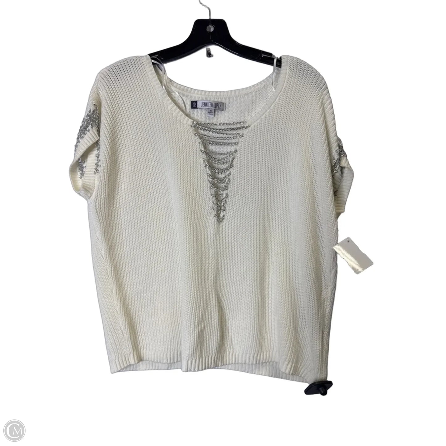 Sweater Short Sleeve By Jennifer Lopez In Cream, Size: Xl