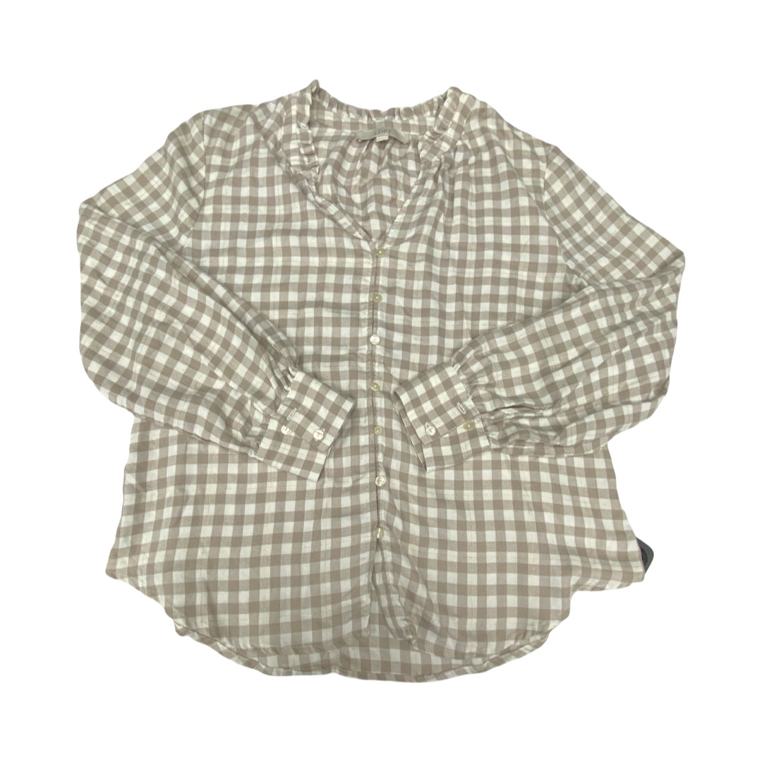 Top Ls By Loft In Checkered Pattern, Size:L