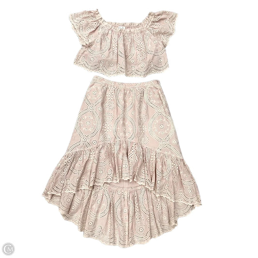Skirt Set 2pc By Love Shack Fancy In Pink & Tan, Size: M