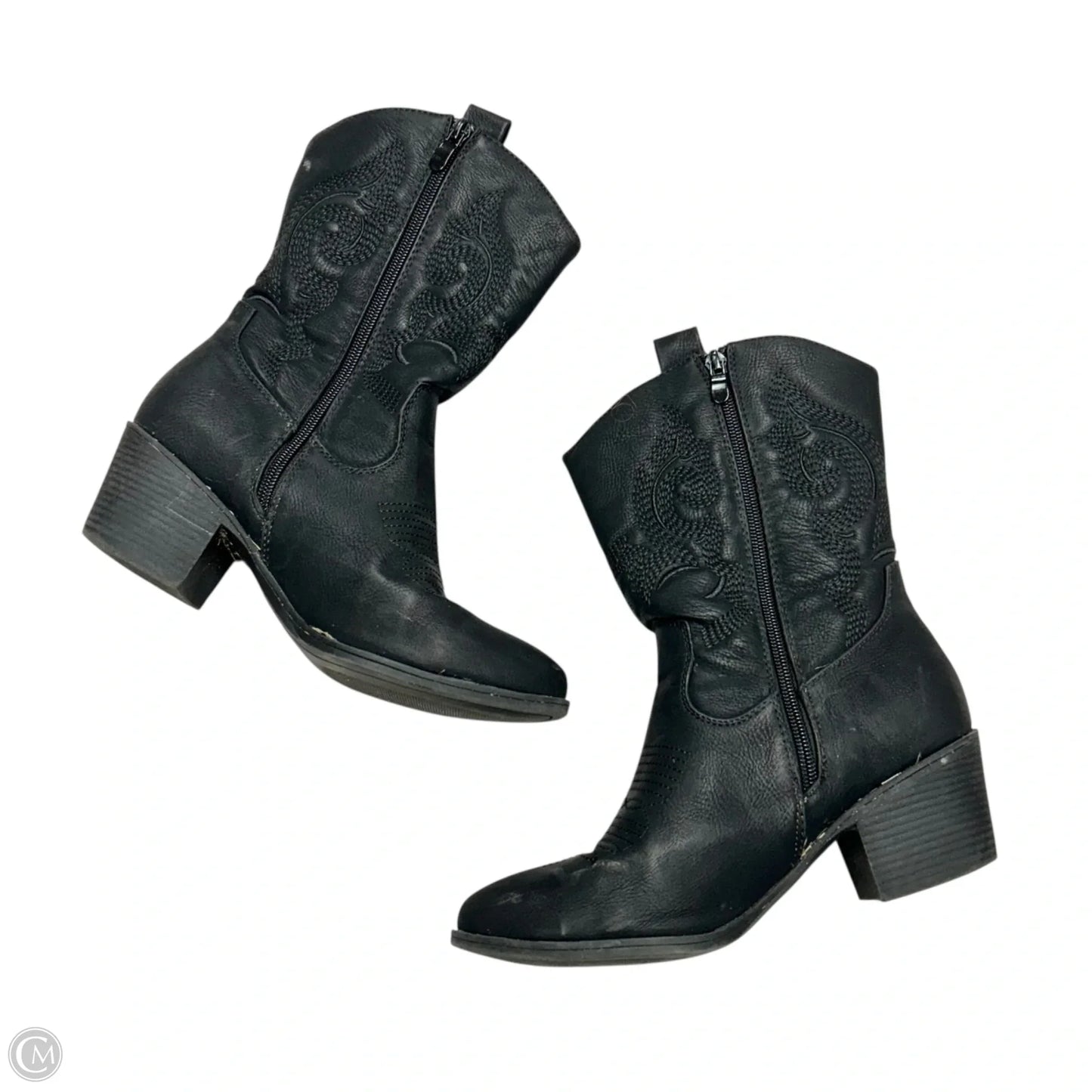 Boots Mid-calf Heels By Global Win In Black, Size: 7