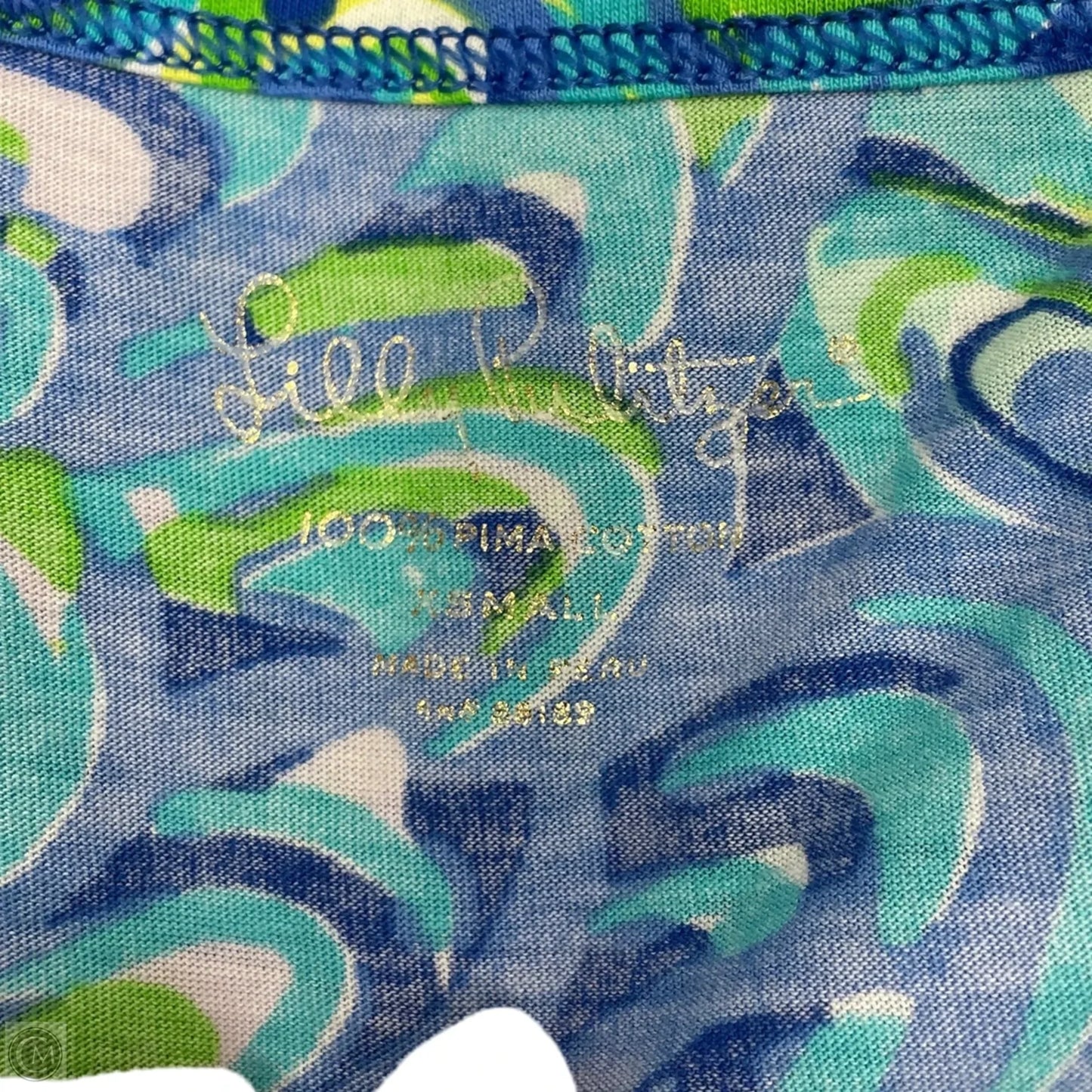 Top 3/4 Sleeve Designer By Lilly Pulitzer In Blue & Green, Size: Xs