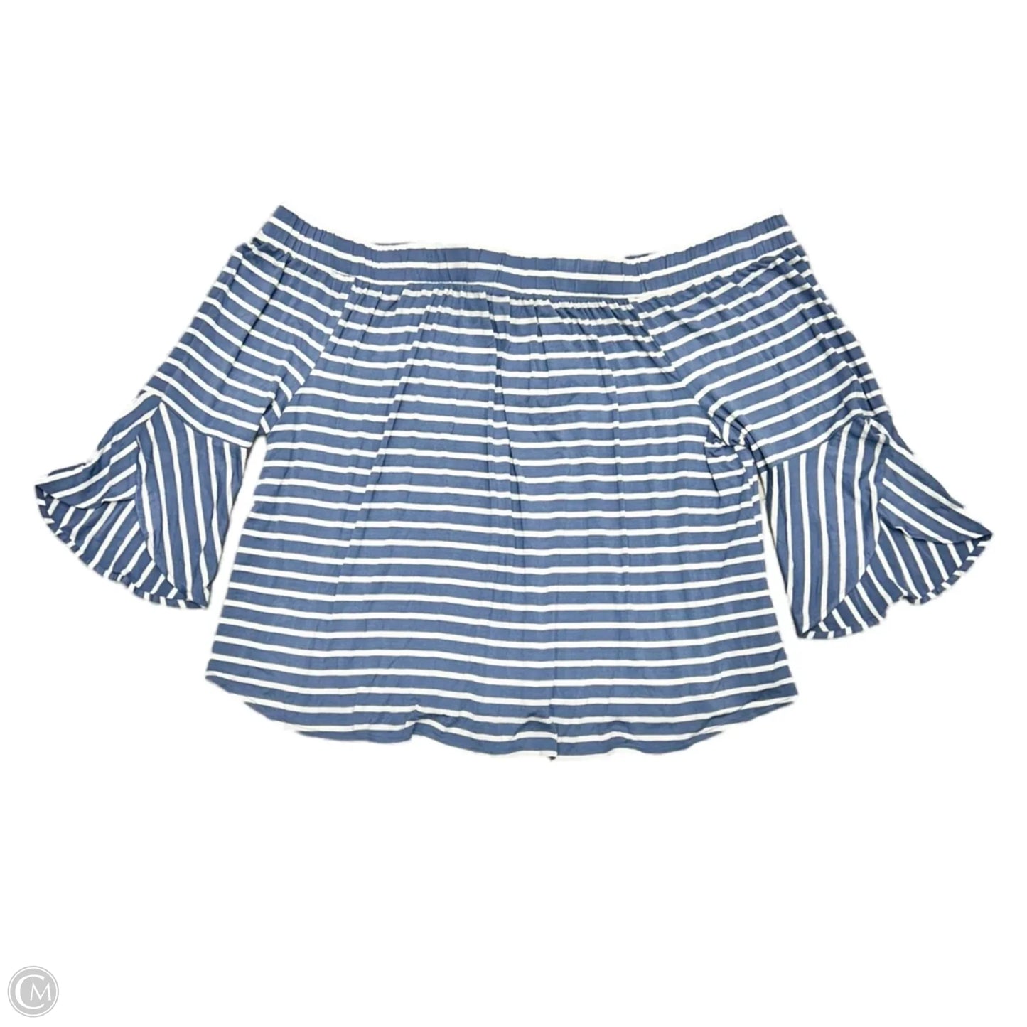 Top Short Sleeve By Lane Bryant In Blue & White, Size: 4x