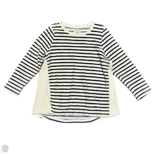 Top Long Sleeve By Per Se In Blue & White, Size: 1x