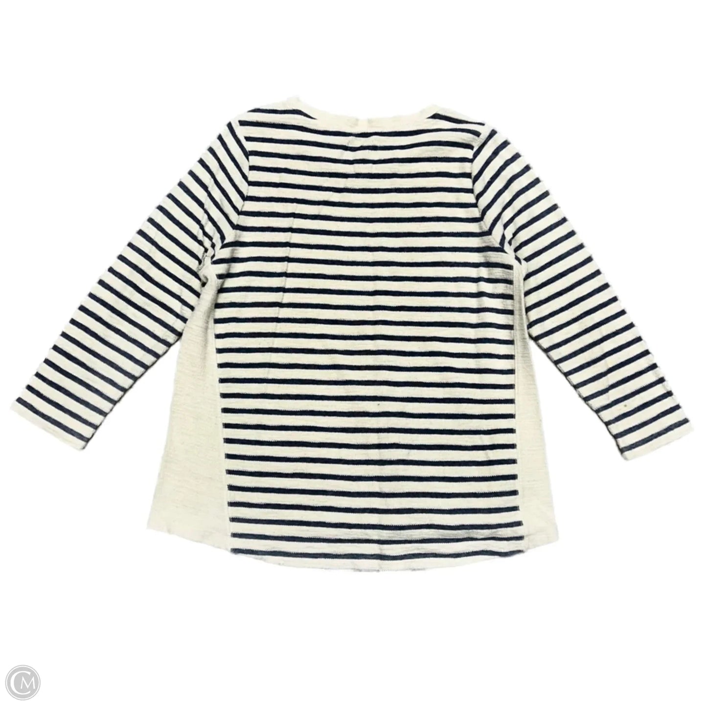 Top Long Sleeve By Per Se In Blue & White, Size: 1x