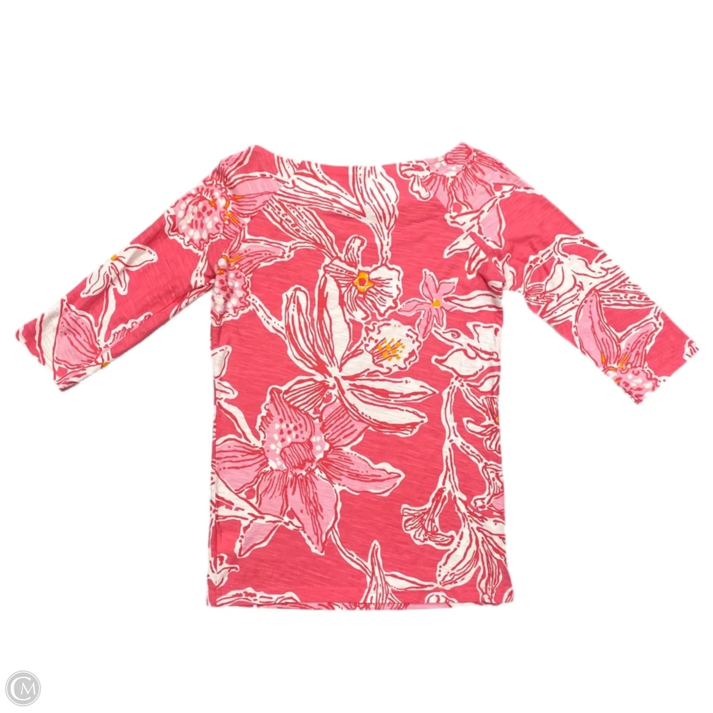 Top 3/4 Sleeve Designer By Lilly Pulitzer In Pink & White, Size: Xs