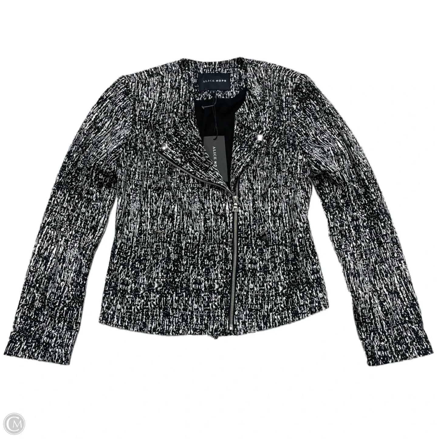 Jacket Moto By Alice Hope In Black & White, Size: S