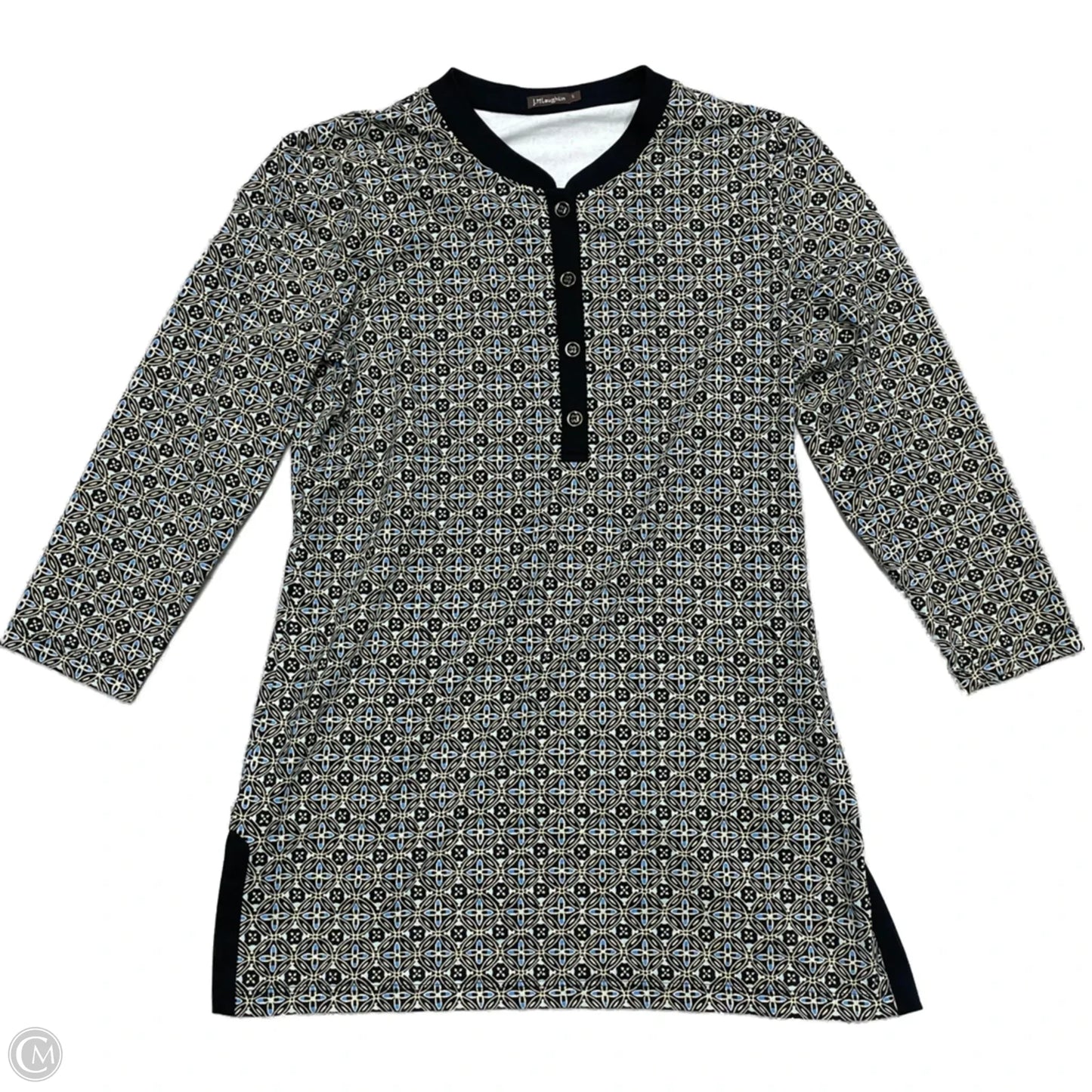 Top Long Sleeve By J Mclaughlin In Black & Blue, Size: S