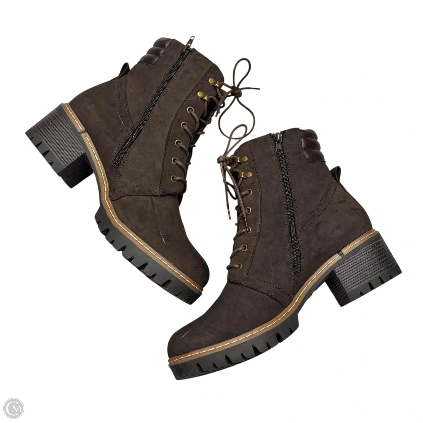 Boots Combat By Cushionaire In Brown, Size: 11