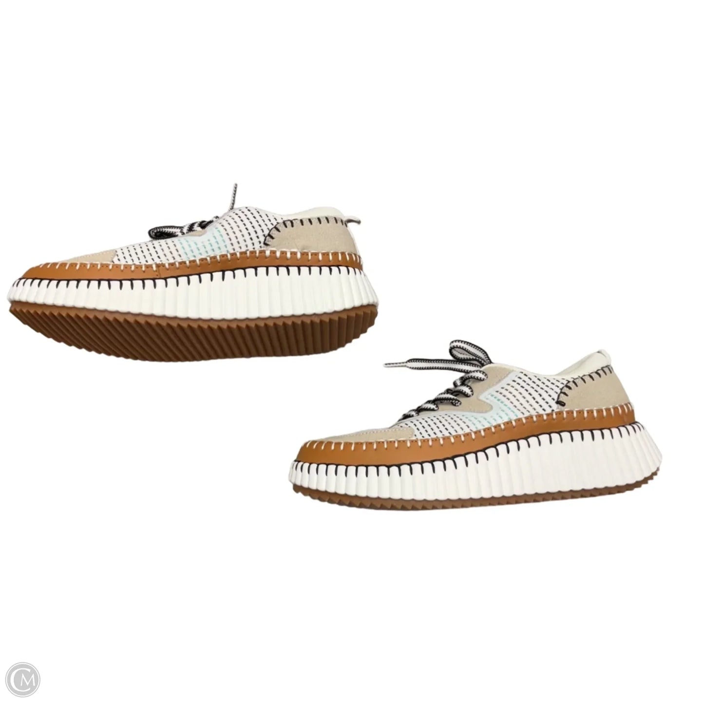 Shoes Sneakers By Claudia Ghizzani In Cream & Tan, Size: 8.5