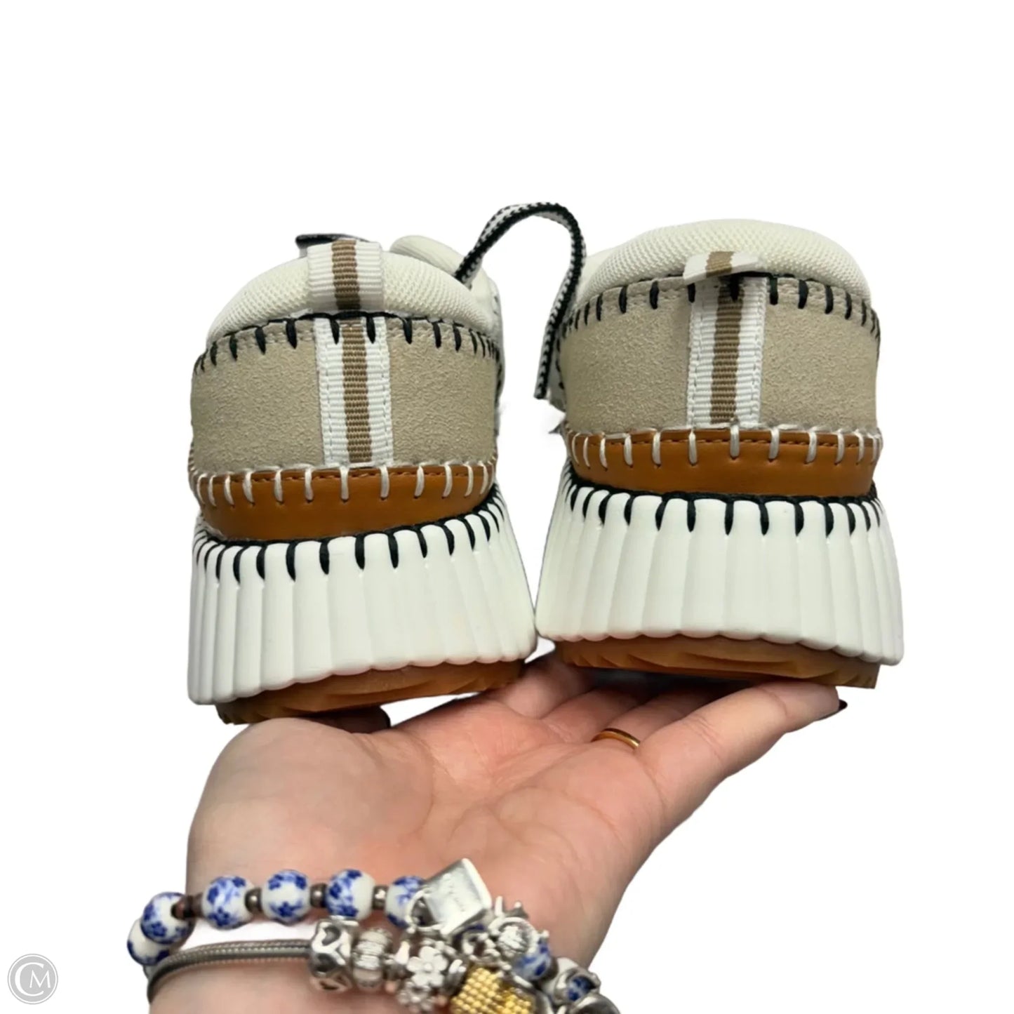 Shoes Sneakers By Claudia Ghizzani In Cream & Tan, Size: 8.5