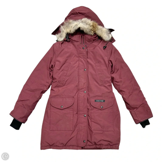Coat Luxury Designer By Canada Goose In Maroon, Size: M