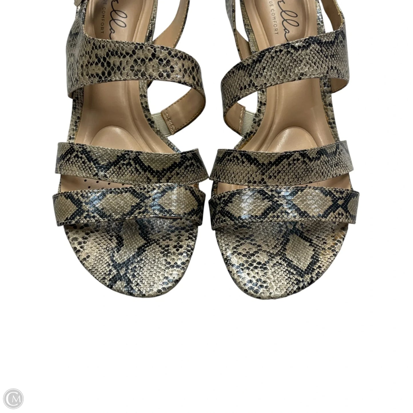 Sandals Heels Kitten By Abella In Snakeskin Print, Size: 7.5