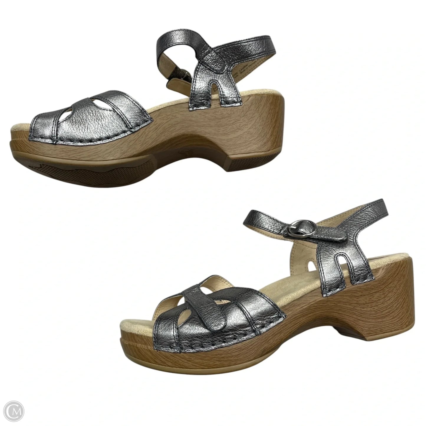 Sandals Heels Block By Dansko In Silver, Size: 6.5