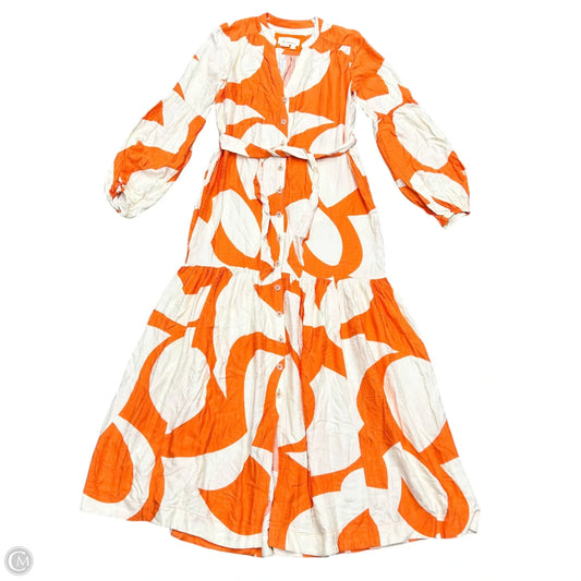 Dress Casual Maxi By Anthropologie In Orange & White, Size: Xs