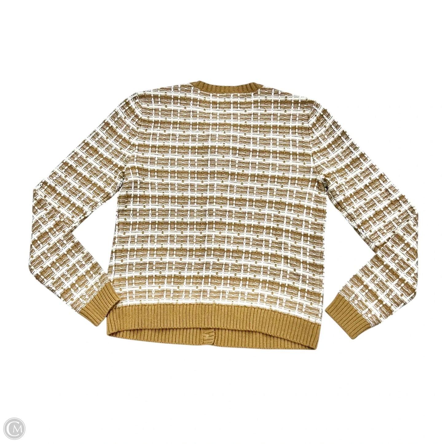 Sweater Cardigan By J. Crew In Tan & White, Size: Xs