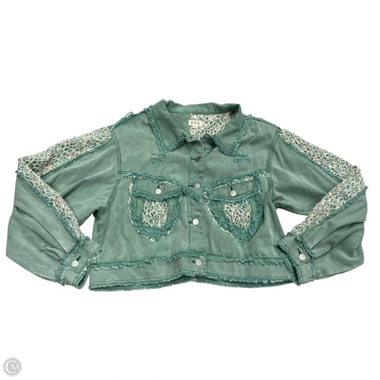Jacket Denim By Pol In Aqua, Size: L