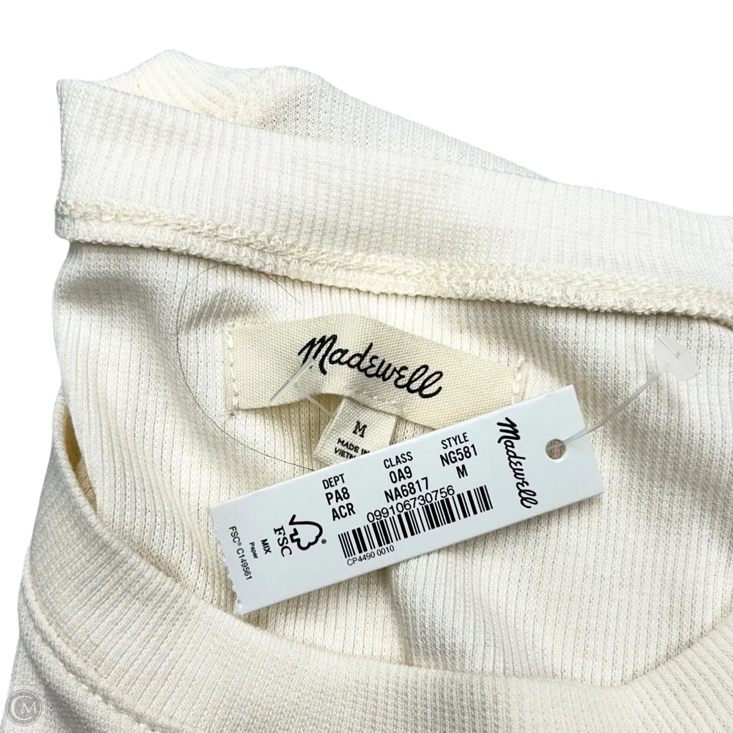 Top Long Sleeve Basic By Madewell In Cream, Size: M