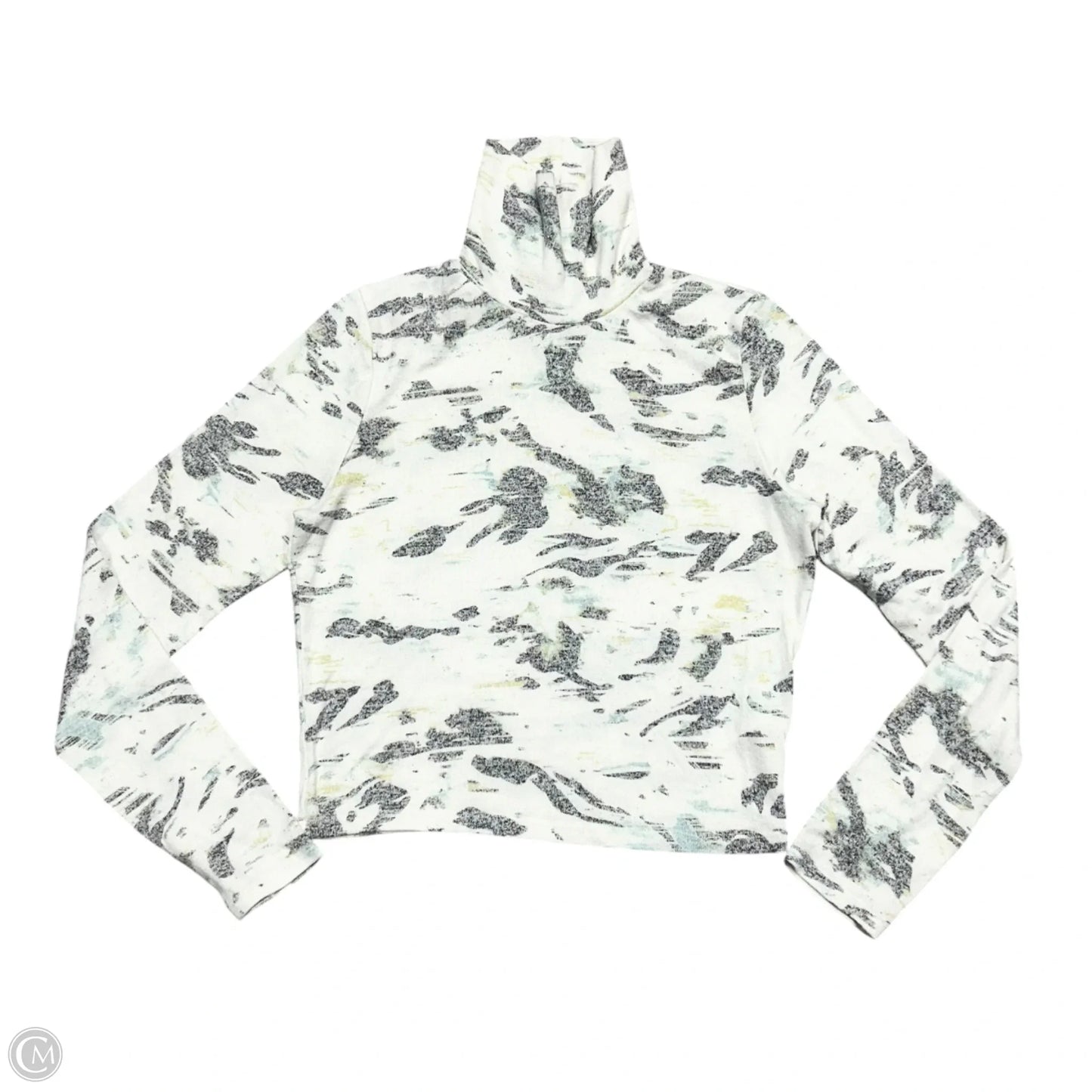 Top Long Sleeve By Anthropologie In Grey & White, Size: M