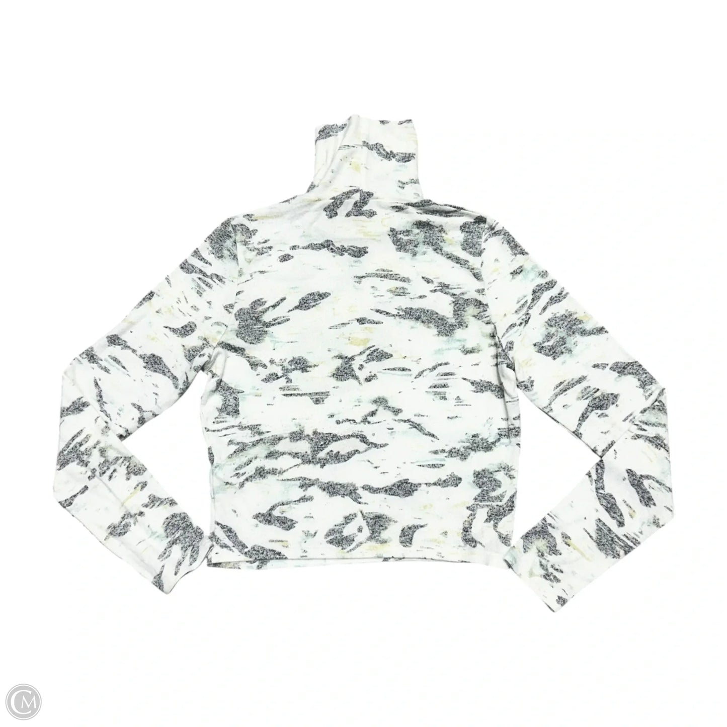 Top Long Sleeve By Anthropologie In Grey & White, Size: M