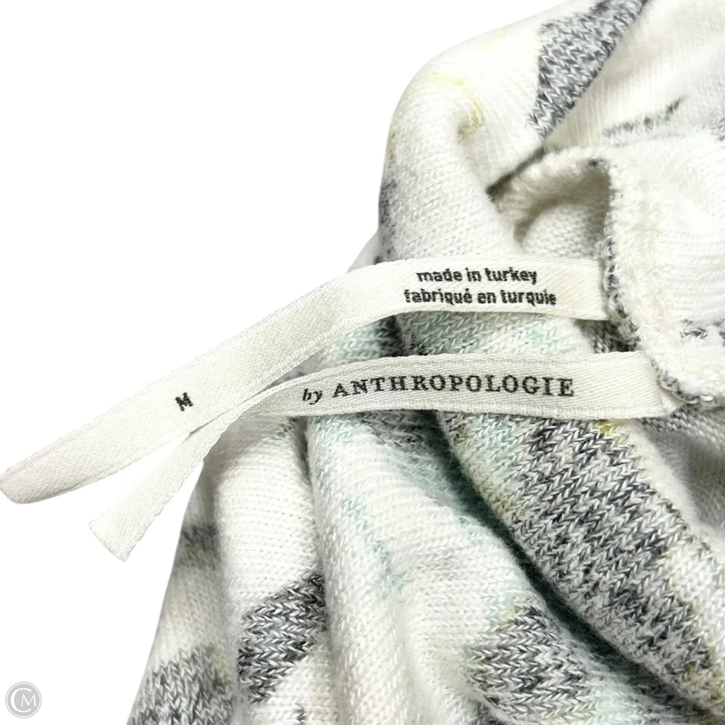 Top Long Sleeve By Anthropologie In Grey & White, Size: M