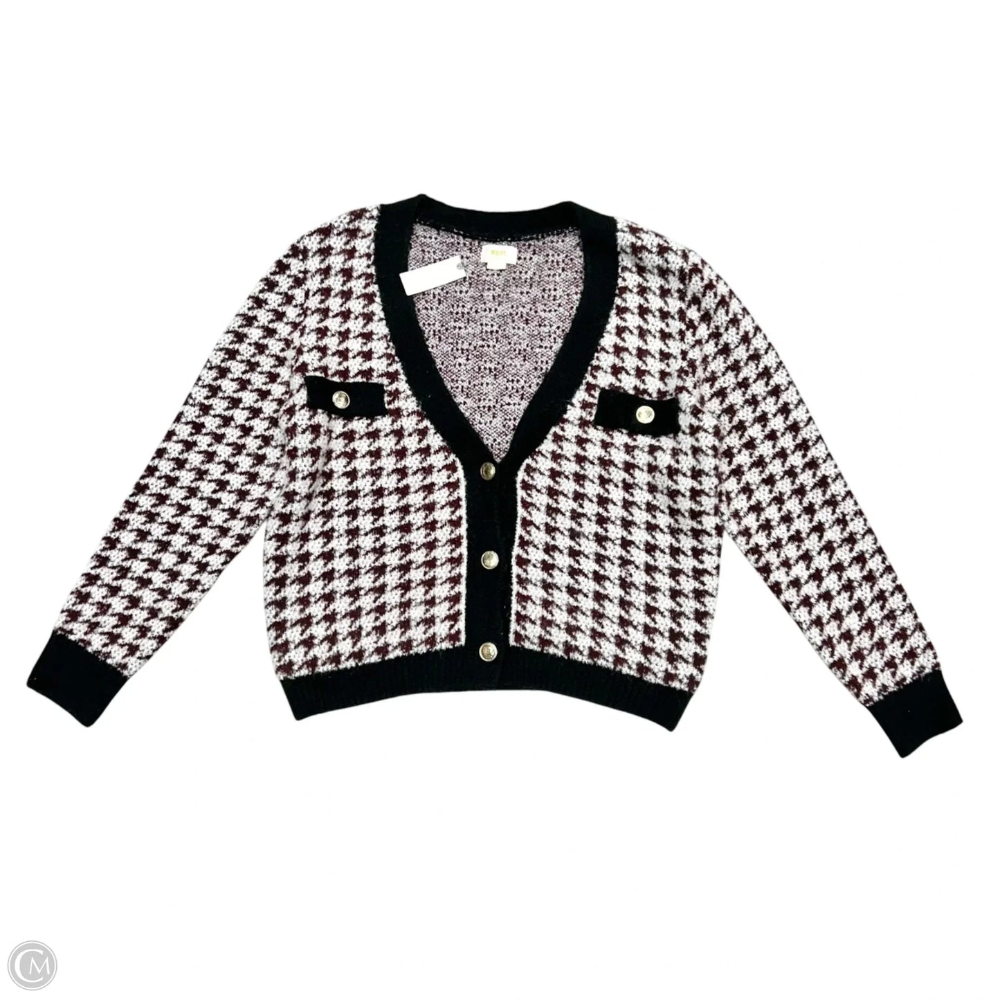 Cardigan By Anthropologie In Maroon & White, Size: L