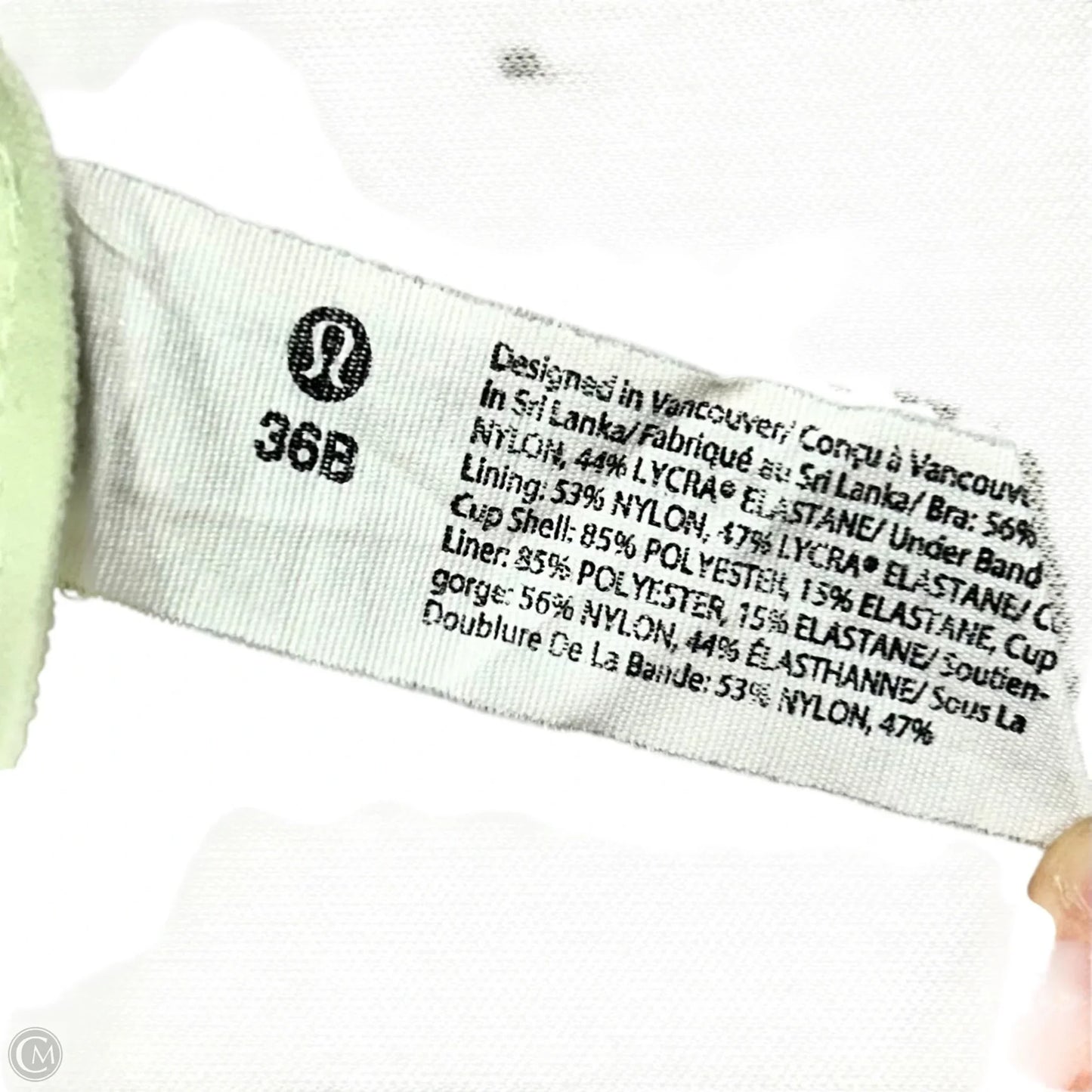 Athletic Bra By Lululemon In Green, Size: 36b