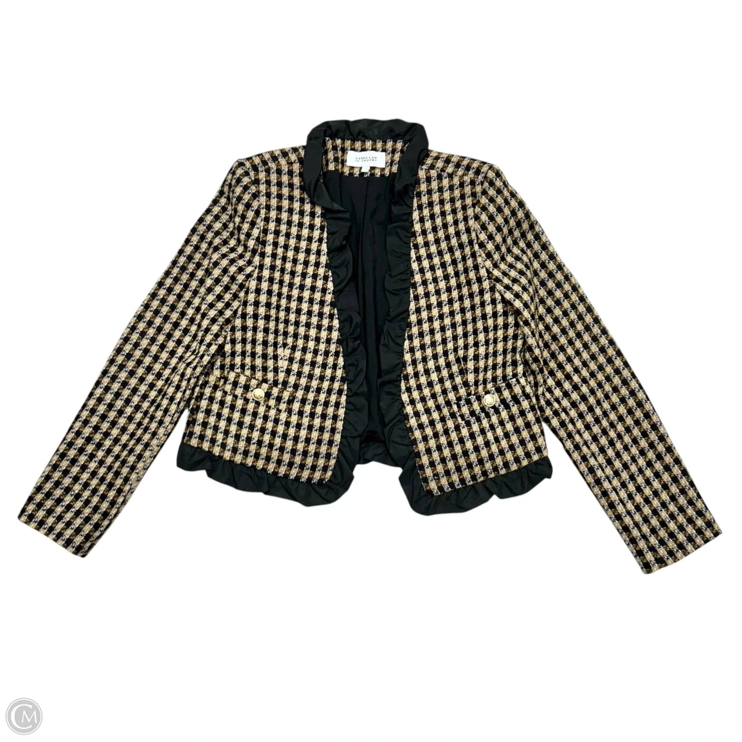 Blazer Designer By Derek Lam In Black & Tan, Size: L