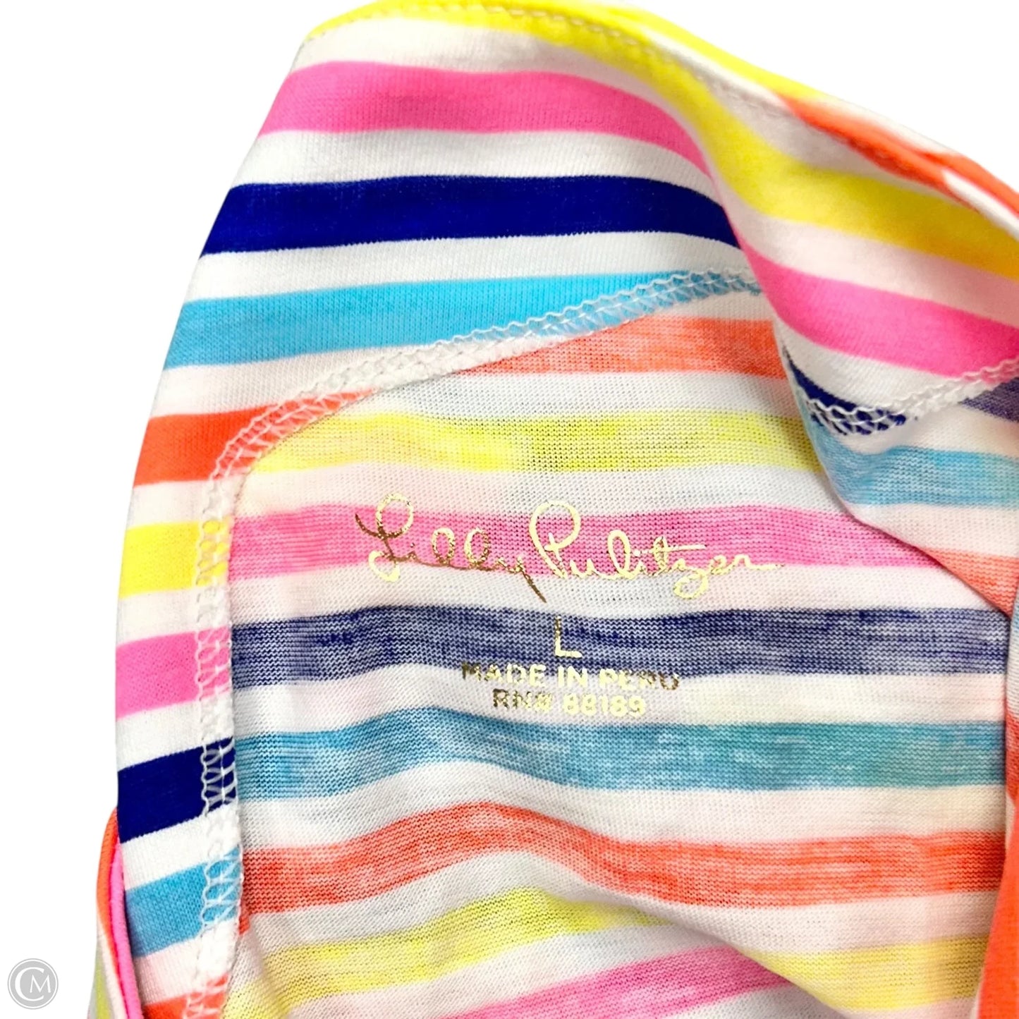 Top Short Sleeve Designer By Lilly Pulitzer In Striped Pattern, Size: L